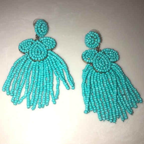 Jewelry - LAST CALL - Teal beaded dangle statement earrings